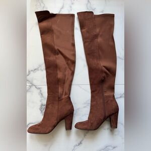 Chinese Laundry Brown Over the Knee Stretch Suede Boots Size 7.5 Heeled